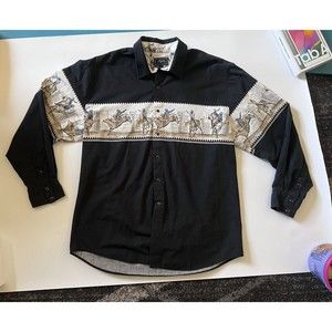 Roper Men’s Button Down Shirt XL, With Rodeo, Cowboy, Motif